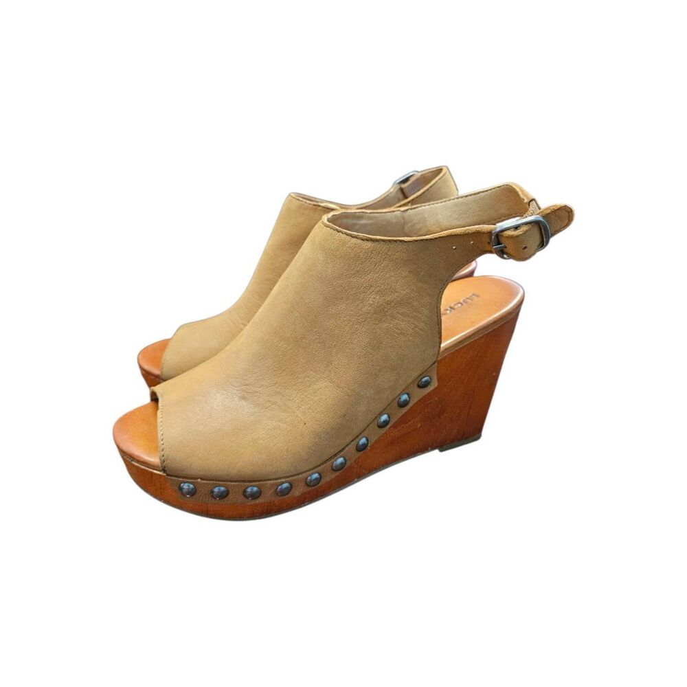 Lucky Brand Marrae Leather Wedge Heels Womens size 6